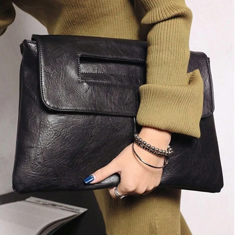 Luxe Vegan Leather Clutch Shoulder Crossbody Bag - Picture 6 of 10
